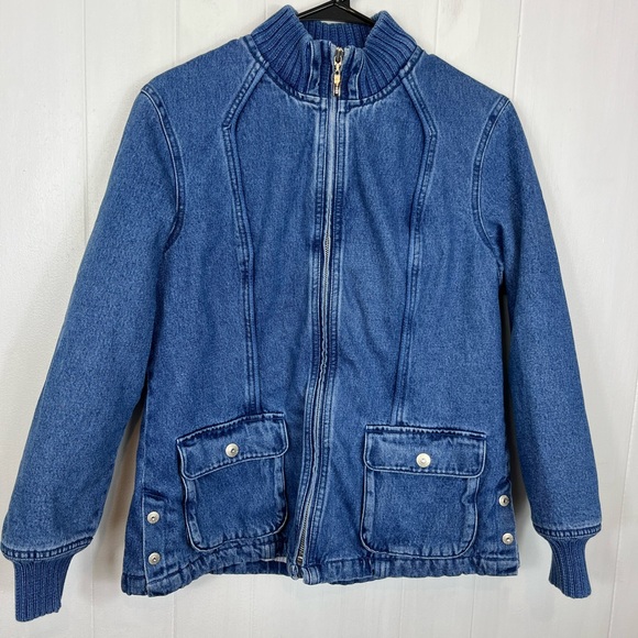 Vintage Denim Zip Up Moto Jacket Sz M - Picture 3 of 12